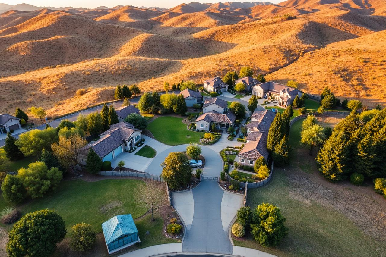 Aerial view of the Bamboo Meadows gated community