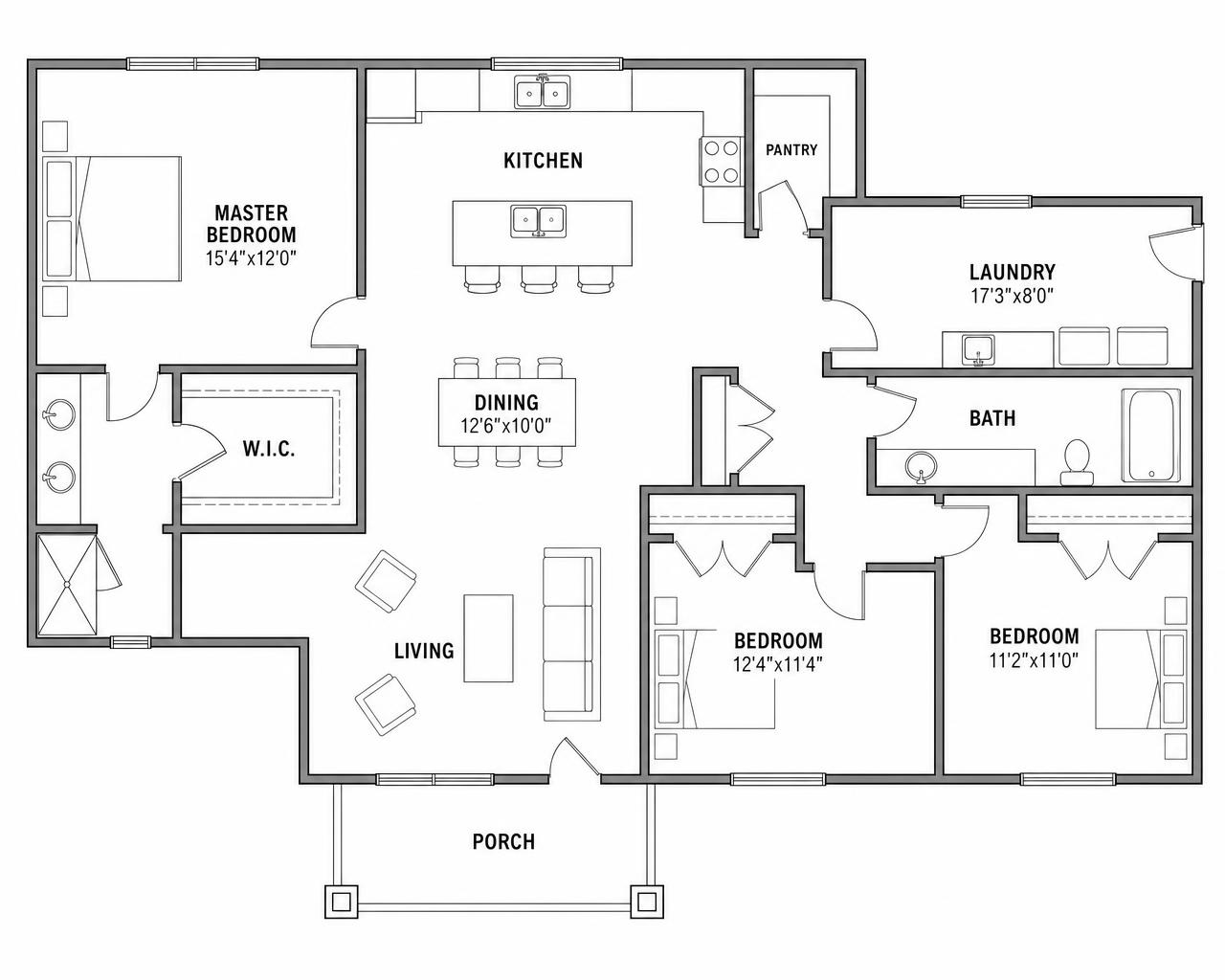 Placeholder — 3 bedroom smart floor plan layout